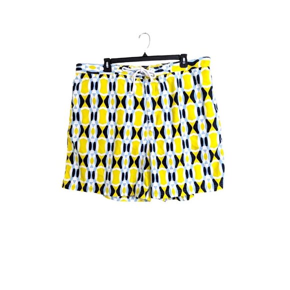 Tailorbyrd Mens Size 48 NEW Board Swim Shorts Yellow Black Geometric Big Tall - Picture 1 of 7